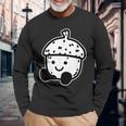 かわいい どんぐり 笑顔 ハッピー どんぐり ブラックワーク ミニマリスト 長袖Tシャツ 高齢者への贈り物