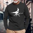かわいいオカメインコのシルエットハート 鳥好きの方に 長袖Tシャツ 高齢者への贈り物