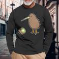 かわいいキウイの鳥と果物 ニュージーランド 長袖Tシャツ 高齢者への贈り物