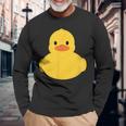 かわいいゴム製アヒルのアヒル 長袖Tシャツ 高齢者への贈り物