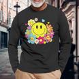 かわいいスマイルフェイス 花 ハッピーフェイス 花 ハート キッズ ガールズ 長袖Tシャツ 高齢者への贈り物
