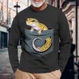 かわいいヒョウゲッコ トカゲ爬虫類 ヒョウ ヤモリのお父さん用 長袖Tシャツ 高齢者への贈り物