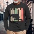 かわいいビーバーの動物 長袖Tシャツ 高齢者への贈り物