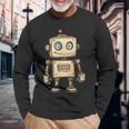 かわいい小さなロボット、ビンテージキッズロボット 長袖Tシャツ 高齢者への贈り物