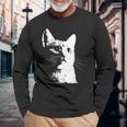 かわいい猫のポートレートデザイン。 長袖Tシャツ 高齢者への贈り物