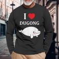 かわいい面白いシンプルなジュゴンの魚を引用します。 I Love Dugong 長袖Tシャツ 高齢者への贈り物