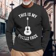 これは私のギターフェイスです ミュージシャン ギタリスト アコースティックギター 長袖Tシャツ 高齢者への贈り物