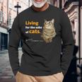 ねこのために生きてる 猫 かわいい キジトラ猫 Cat 長袖Tシャツ 高齢者への贈り物