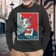 はい、私たちは面白い猫を社長として猫好きの猫好きの猫ルール面白い 長袖Tシャツ 高齢者への贈り物