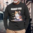 わがままゲーマー猫 ゲーム好き かわいい おもしろ マンガ アニメ オタク 長袖Tシャツ 高齢者への贈り物
