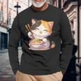 わがまま猫 ねこ ラーメン好き かわいい おもしろ マンガ 長袖Tシャツ 高齢者への贈り物