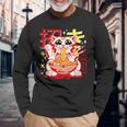 アニメ ラーメン 猫 レトロ 和麺 美的 カワイイ 長袖Tシャツ 高齢者への贈り物
