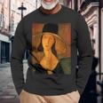 アメデオ モディリアーニのジャンヌ・ヘブターヌ 大きな帽子 長袖Tシャツ 高齢者への贈り物