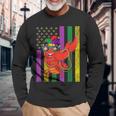 アメリカ国旗 マルディグラ ザリガニ ダビング 長袖Tシャツ 高齢者への贈り物
