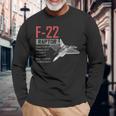 アメリカ航空機ステルス戦闘機 F22 ラプター 長袖Tシャツ 高齢者への贈り物