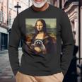 アライグマとモナリザ 長袖Tシャツ 高齢者への贈り物
