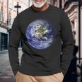 アースプラネット 地球 北米 平球 宇宙雲 長袖Tシャツ 高齢者への贈り物