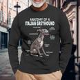 イタリアングレイハウンドの解剖学 長袖Tシャツ 高齢者への贈り物