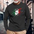 イタリア国旗 トリコロール イタリアバナー 長袖Tシャツ 高齢者への贈り物