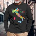 イタリア地図ブーツ 国旗 イタリア 長袖Tシャツ 高齢者への贈り物