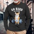 ウェルシュ・コーギー いぬ 犬 筋トレ 筋肉 バーベル ウエイトリフティング 長袖Tシャツ 高齢者への贈り物