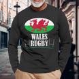 ウェールズ ラグビー チーム Cmon Cymru フラッグ 長袖Tシャツ 高齢者への贈り物