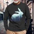 ウサギ バニー 野ウサギ 動物 野生 芸術的 グラフィック 自然 長袖Tシャツ 高齢者への贈り物