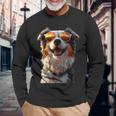 オーストラリアン・シェパード＆サングラス 愛犬家 シェパード 長袖Tシャツ 高齢者への贈り物
