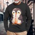 カワイイ ペンギンドリンク バブルティー ペンギンボバ 長袖Tシャツ 高齢者への贈り物