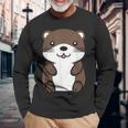 カワウソの赤ちゃん 動物 かわいい シンプルな小さなカワウソ 長袖Tシャツ 高齢者への贈り物