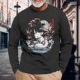 キツネ 妖怪 白狐 幽霊 浮世絵 ヴィンテージ 長袖Tシャツ 高齢者への贈り物