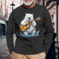 クマがアコースティックギターを弾くクマのギタリスト 長袖Tシャツ 高齢者への贈り物