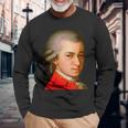 クラシック作曲家 ヴォルフガング・アマデウス・モーツァルト 1756-1791 長袖Tシャツ 高齢者への贈り物