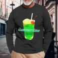 クリームソーダ・夏【 サマータイム 】メロンソーダ 緑 リゾート・夏 大好き 昭和 レトロ 長袖Tシャツ 高齢者への贈り物