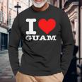 グアム I Heart Guam I Love Guam 長袖Tシャツ 高齢者への贈り物