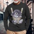 グレー 兎 うさぎ 抱っこ 抱っこ紐 長袖Tシャツ 高齢者への贈り物