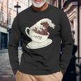 グレートウェーブ カフェラテ コーヒー カフェイン 神奈川 北斎 長袖Tシャツ 高齢者への贈り物