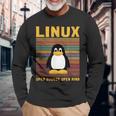 メンズ コンピューター オタク Linux ルートペンギン タックス 言葉 ギフト 長袖Tシャツ 高齢者への贈り物
