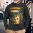 コーギー 面白いtシャツ 犬 ムンクの叫び かわいい メンズ 子供 おもしろ 服 ネタ わんこ 長袖Tシャツ 高齢者への贈り物