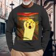 ゴールデンレトリバー 面白いtシャツ 犬 ムンクの叫び かわいい メンズ 子供 おもしろ 服 グッズ ネタ 長袖Tシャツ 高齢者への贈り物
