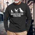 ゴールデンレトリバーオーナーのためのゴールデンレトリバーの進化 長袖Tシャツ 高齢者への贈り物