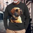 サングラスをかけたラブラドール・レトリバー 愛犬ラブラドール 長袖Tシャツ 高齢者への贈り物