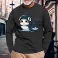 シャチの猫 コスチューム 長袖Tシャツ 高齢者への贈り物