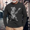 シュナウザー 演奏 ベース ギター ロックミュージック 犬好き 長袖Tシャツ 高齢者への贈り物