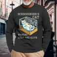 シュレディンガーの猫指名手配教授 科学物理教師 長袖Tシャツ 高齢者への贈り物