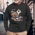 シュールレアリズム 日本画 三毛猫 長袖Tシャツ 高齢者への贈り物