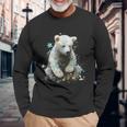 シロクマ 動物 モチーフ 作品 シロクマ 長袖Tシャツ 高齢者への贈り物