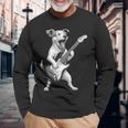 ジャック・ラッセル・テリア ギターを弾く ロックミュージック 犬好き 長袖Tシャツ 高齢者への贈り物