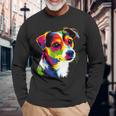 ジャック・ラッセル・テリア ブライトカラー ポップアート 愛犬家 長袖Tシャツ 高齢者への贈り物
