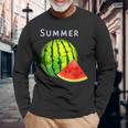 スイカ・夏【 サマータイム 】リゾート・夏 大好き／面白 イラスト 長袖Tシャツ 高齢者への贈り物